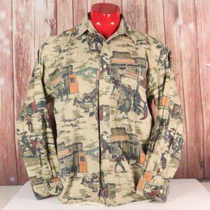 Vintage Salty Dog Shirt Gant Trapper Twill Tombstone Western Long Sleeve Shirt
